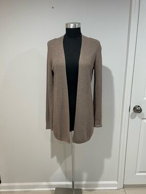Cyrus Light Brown Open-Front Knit Cardigan
